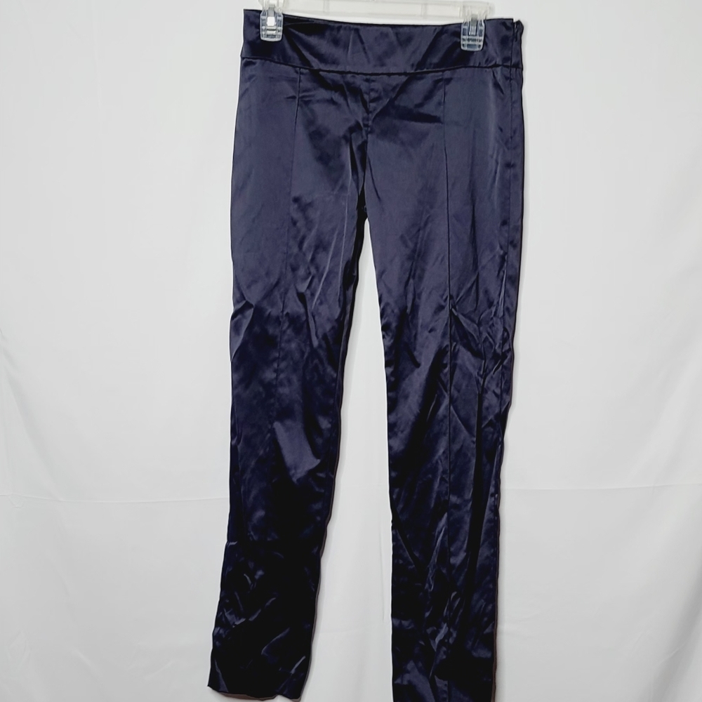 Vivienne Tam satin feel classy dress blue straight leg pants sz XS
